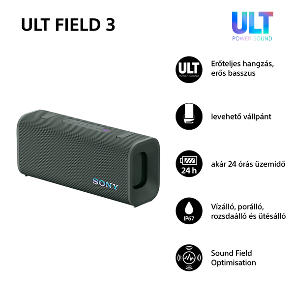 Sony ULT Field 3 szürke Bluetooth hangszoró