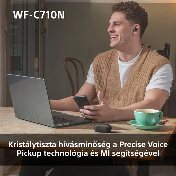 Sony WFC710 True Wireless Bluetooth zajszűrős fekete fülhallgató
