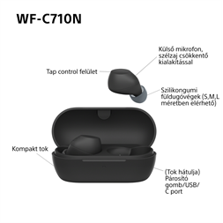 Sony WFC710 True Wireless Bluetooth zajszűrős fekete fülhallgató