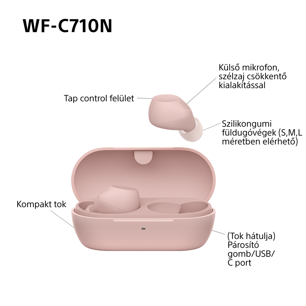 Sony WFC710 True Wireless Bluetooth zajszűrős rózsaszín fülhallgató