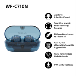 Sony WFC710 True Wireless Bluetooth zajszűrős üvegkék fülhallgató