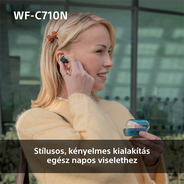 Sony WFC710 True Wireless Bluetooth zajszűrős üvegkék fülhallgató