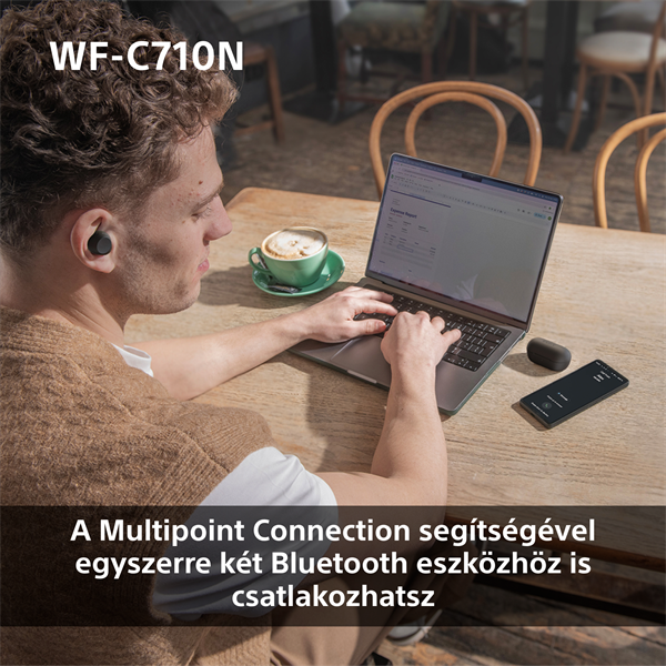 Sony WFC710 True Wireless Bluetooth zajszűrős üvegkék fülhallgató