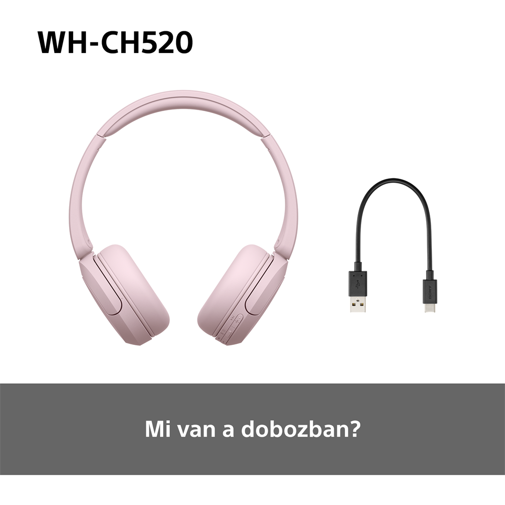 Sony WH-CH520 Bluetooth rózsaszín fejhallgató