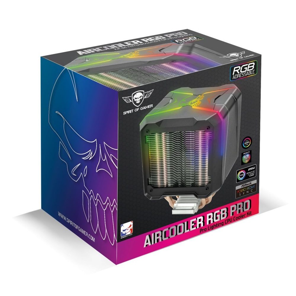 Spirit of Gamer CPU AIRCOOLER PRO ARGB aluminium/réz processzor hűtő (Újracsomagolt)