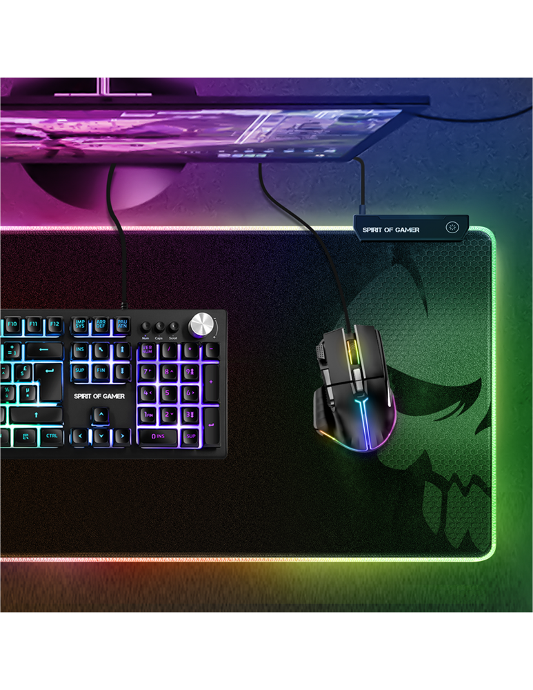 Spirit of Gamer Darkskull RGB XXXL fekete gamer egérpad