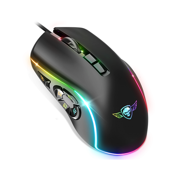 Spirit of Gamer ELITE-M30 (Optikai, 12800DPI, 10 gomb programozható, RGB, harisnyázott kábel) fekete egér
