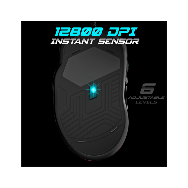 Spirit of Gamer ELITE-M30 (Optikai, 12800DPI, 10 gomb programozható, RGB, harisnyázott kábel) fekete egér
