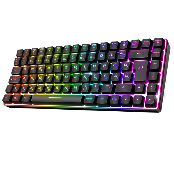 Spirit of Gamer ELITE K70 (TKL, 85 gomb,, RGB LED,USB, anti-ghost, fekete, magyar) vezeték nélküli billentyűzet