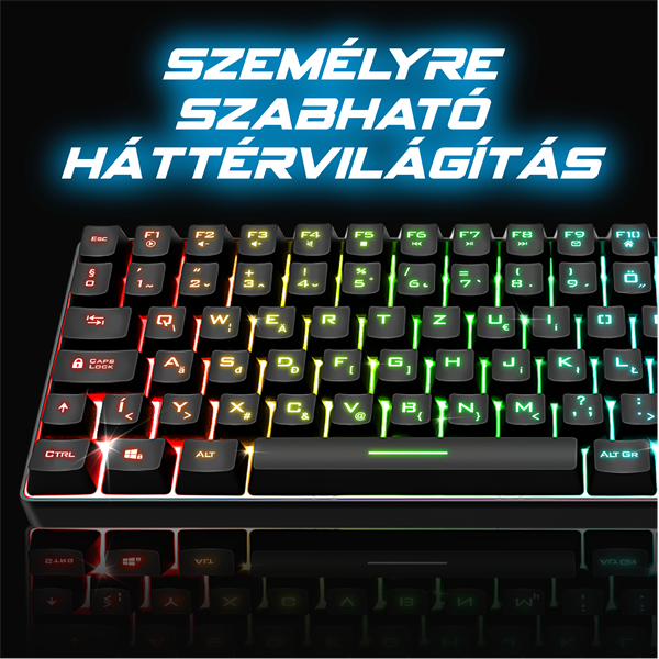 Spirit of Gamer ELITE K70 (TKL, 85 gomb,, RGB LED,USB, anti-ghost, fekete, magyar) vezeték nélküli billentyűzet