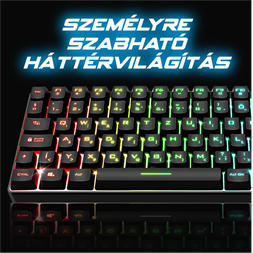 Spirit of Gamer ELITE K70 (TKL, 85 gomb,, RGB LED,USB, anti-ghost, fekete, magyar) vezeték nélküli billentyűzet