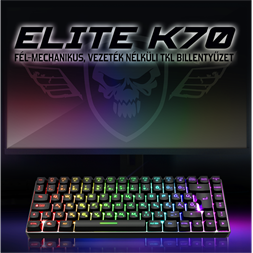 Spirit of Gamer ELITE K70 (TKL, 85 gomb,, RGB LED,USB, anti-ghost, fekete, magyar) vezeték nélküli billentyűzet