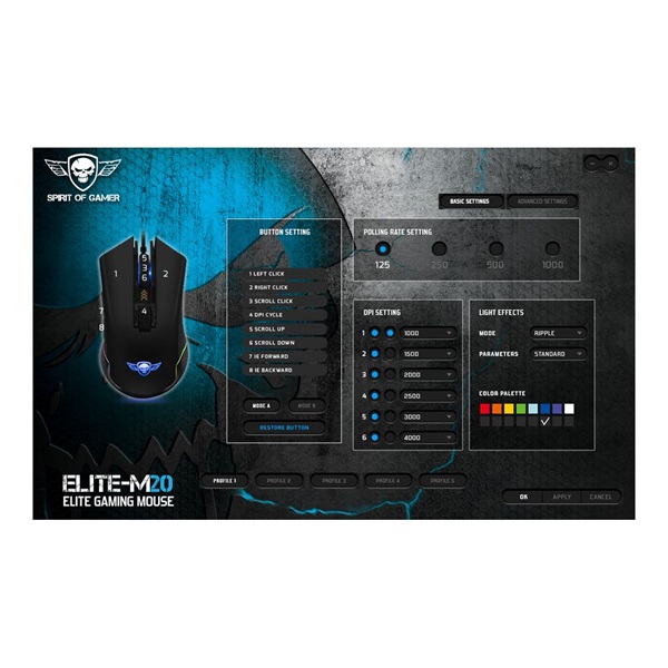 Spirit of Gamer ELITE-M20 4000DPI fekete vezetékes gamer egér