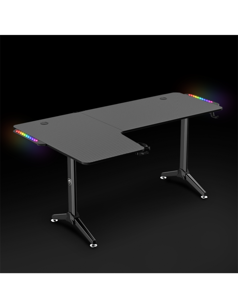 Spirit of Gamer Headquarter 600 L RGB LED fekete gamer asztal