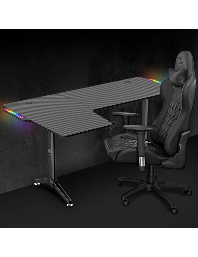 Spirit of Gamer Headquarter 600 L RGB LED fekete gamer asztal