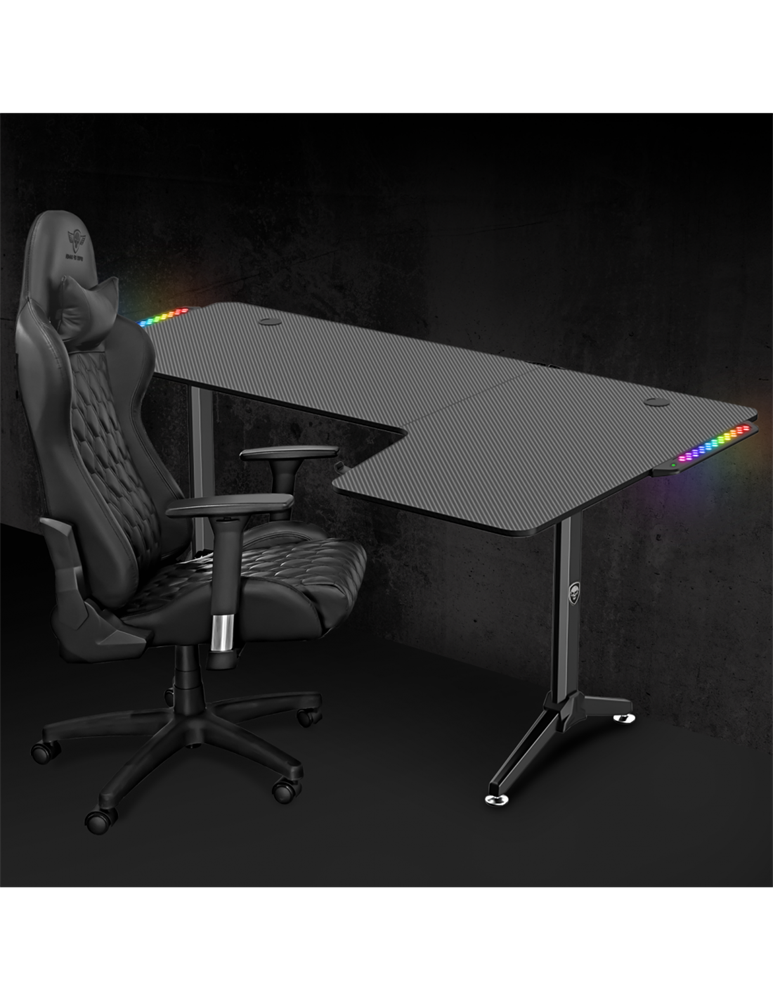 Spirit of Gamer Headquarter 600 R RGB LED fekete gamer asztal