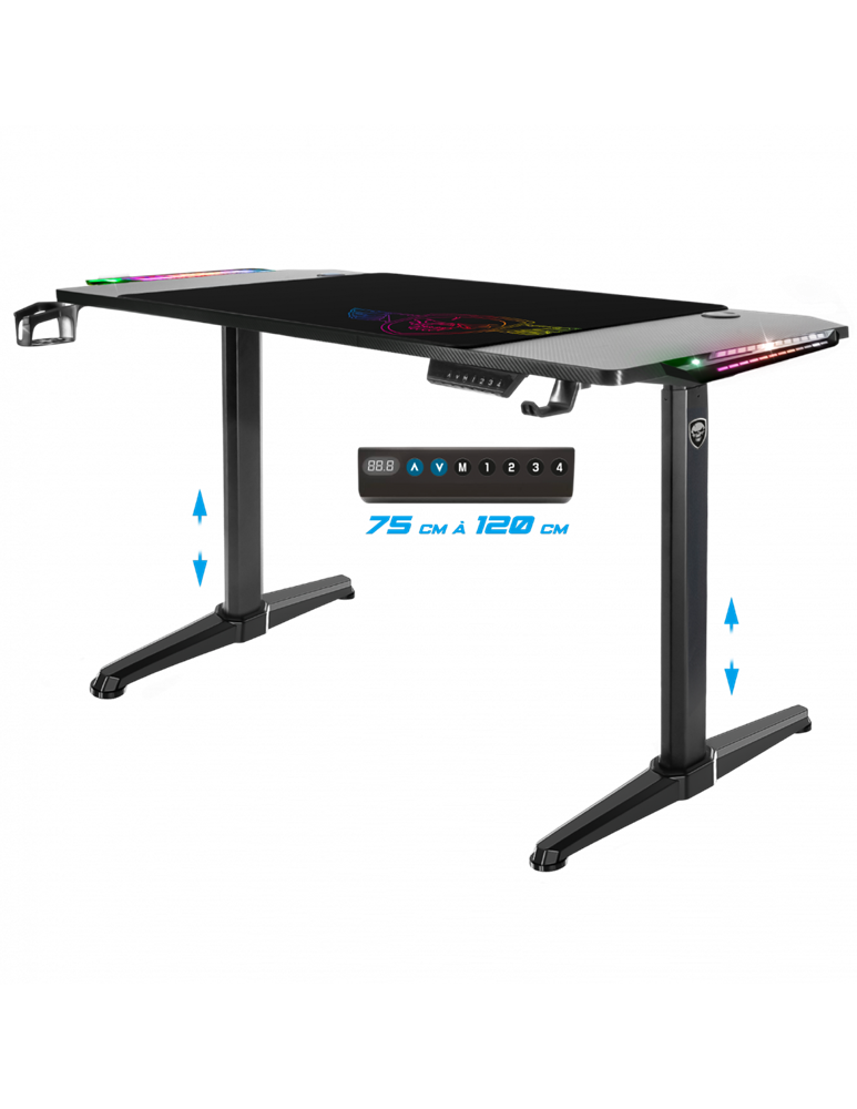 Spirit of Gamer Headquarter 800 RGB LED fekete gamer asztal