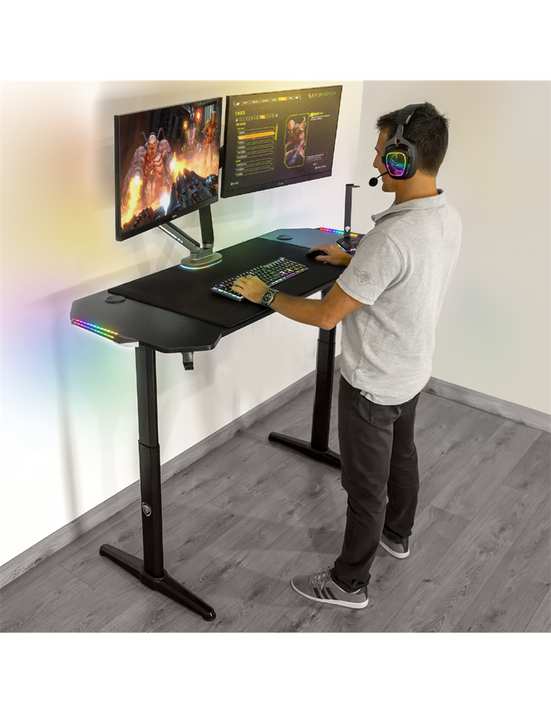 Spirit of Gamer Headquarter 800 RGB LED fekete gamer asztal