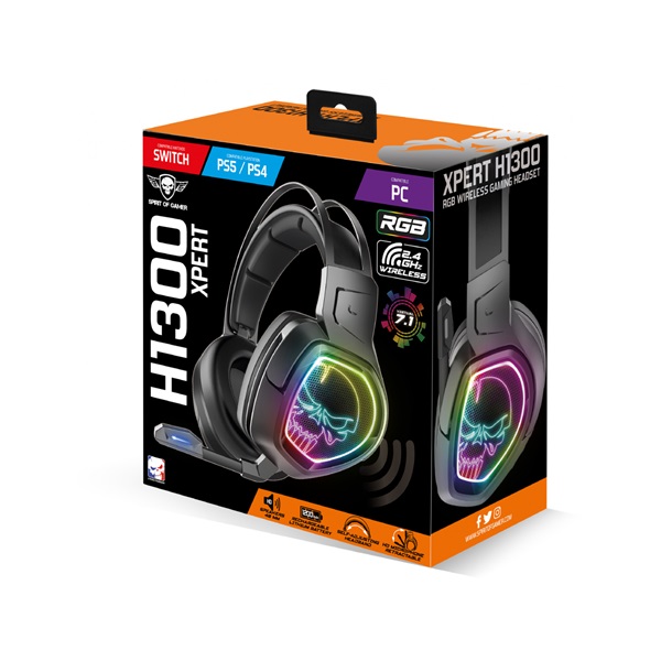 Spirit of Gamer MIC-XH1300 7.1 vezeték nélküli fekete gamer headset