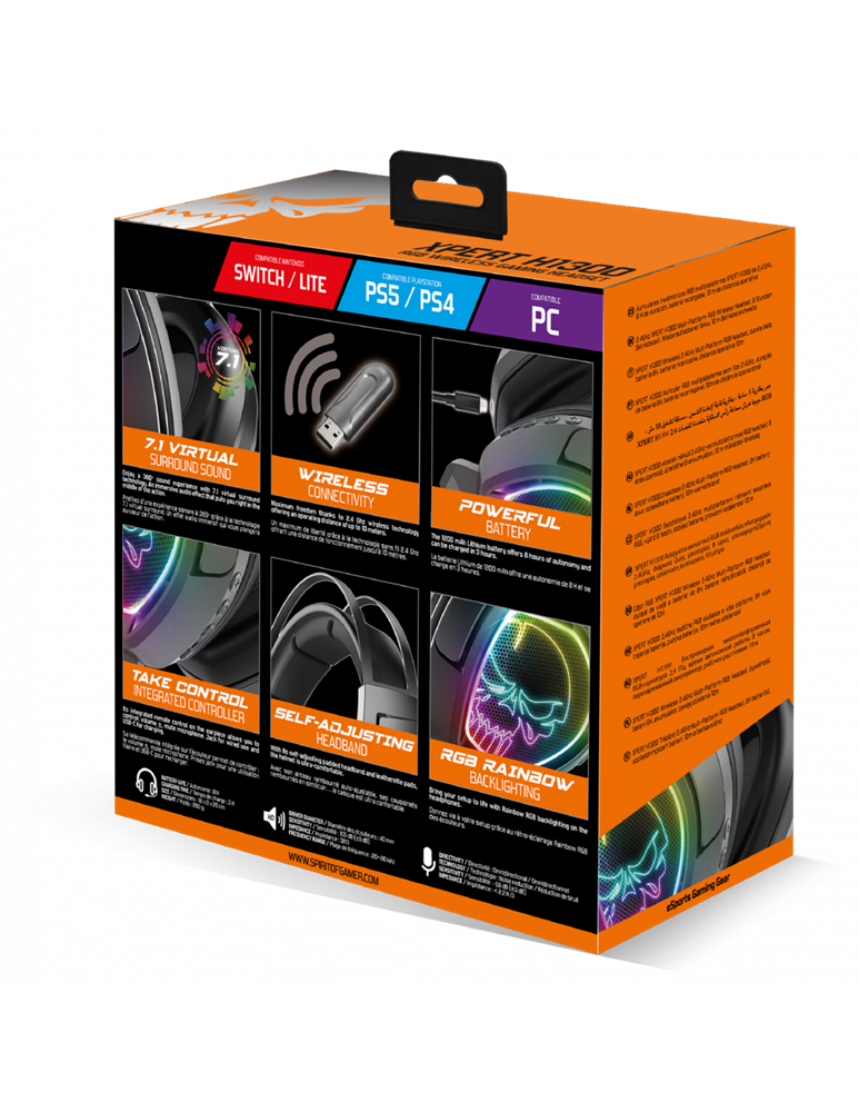 Spirit of Gamer MIC-XH1300 7.1 vezeték nélküli fekete gamer headset