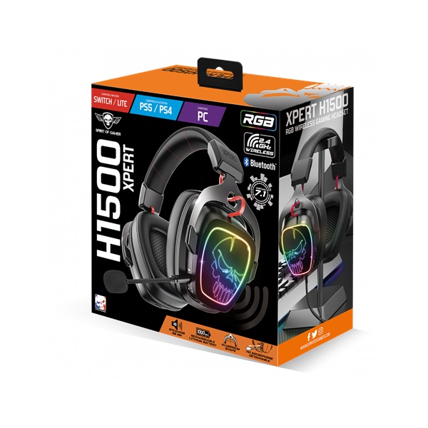 Spirit of Gamer MIC-XH1500 7.1 vezeték nélküli fekete gamer headset