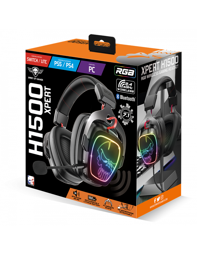 Spirit of Gamer MIC-XH1500 7.1 vezeték nélküli fekete gamer headset