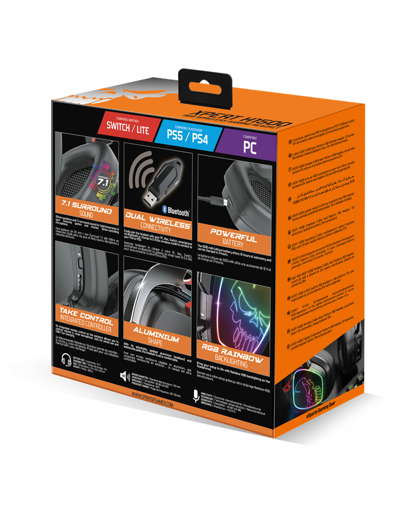Spirit of Gamer MIC-XH1500 7.1 vezeték nélküli fekete gamer headset