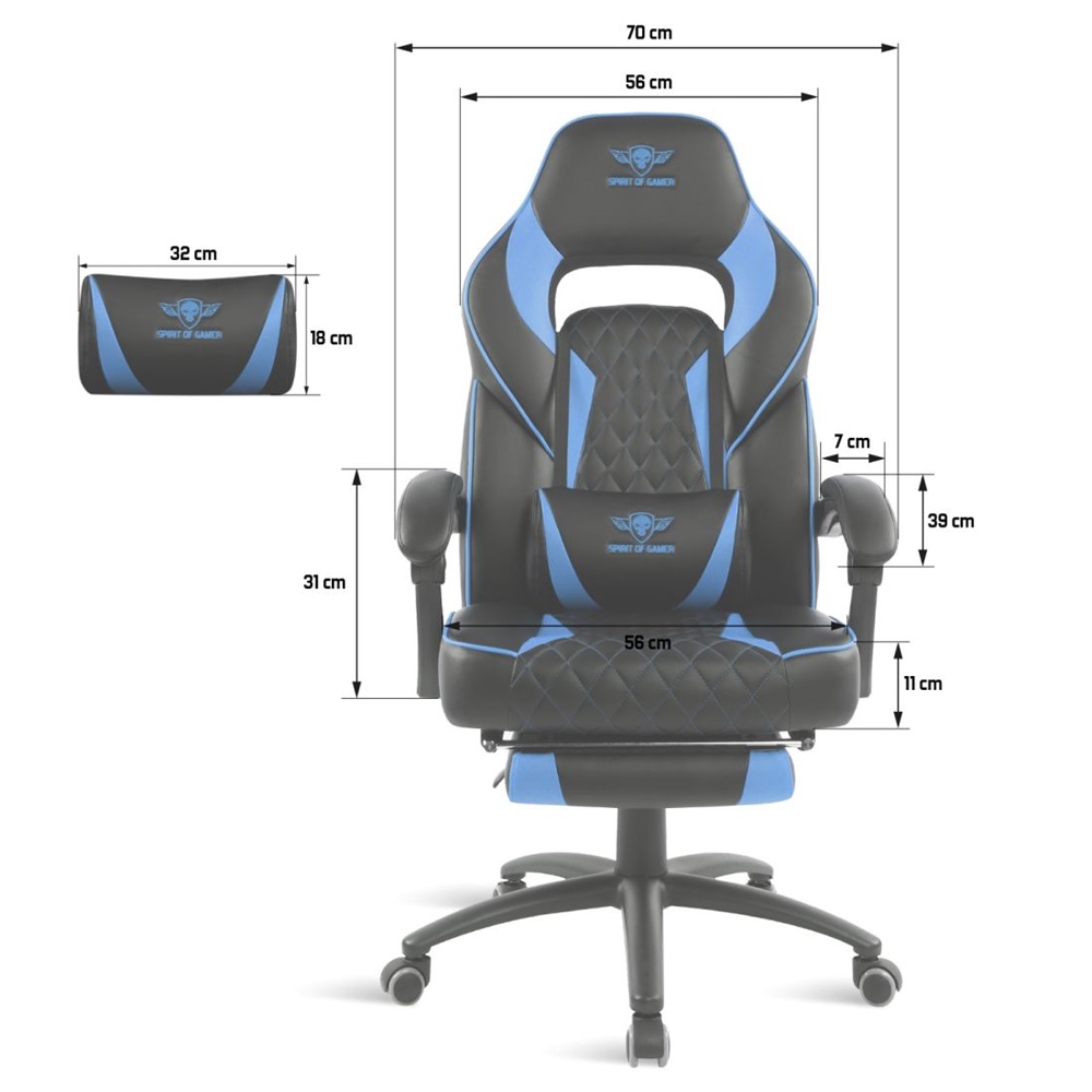 Spirit of Gamer MUSTANG kék gamer szék