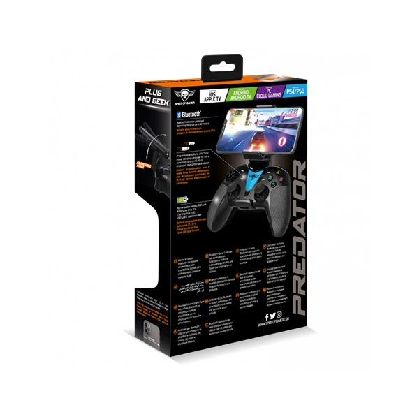 Spirit of Gamer SOG-BTGX11 PREDATOR PS3/PS4/PC vezeték nélküli fekete kontroller