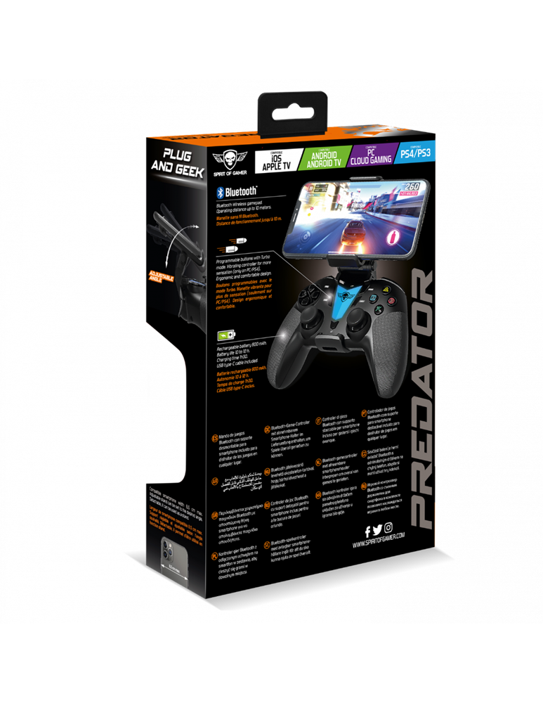 Spirit of Gamer SOG-BTGX11 PREDATOR PS3/PS4/PC vezeték nélküli fekete kontroller