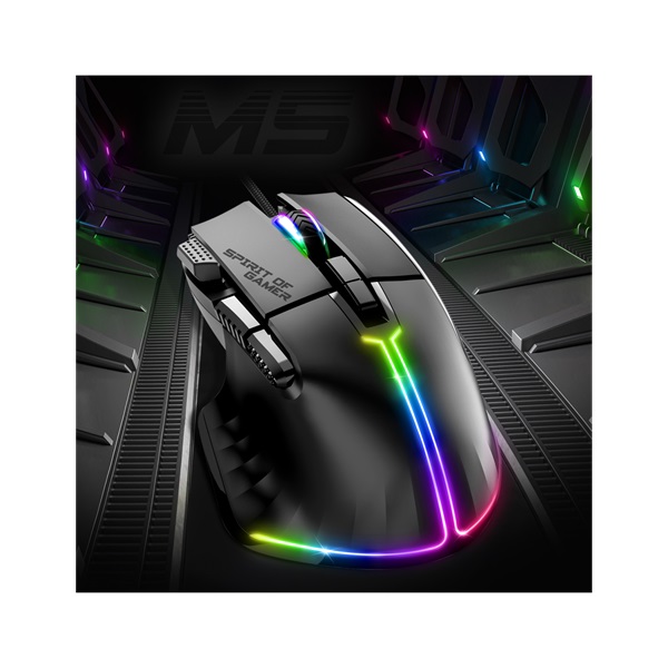 Spirit of Gamer PRO-M5 RGB fekete vezetékes gamer egér