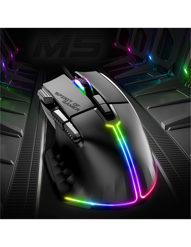 Spirit of Gamer PRO-M5 RGB fekete vezetékes gamer egér