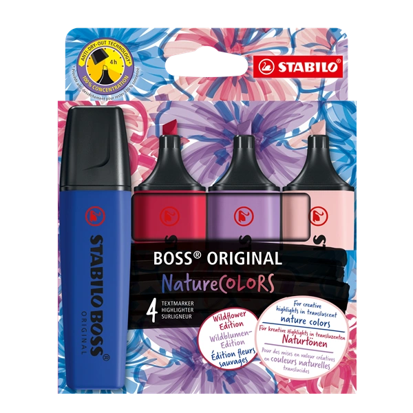 Stabilo BOSS ORIGINAL NatureCOLORS Wildflowers Edition 4 db-os szövegkiemelő készlet