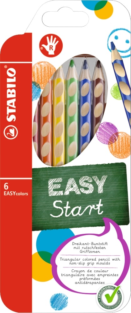 Stabilo Easy jobbkezes 6db-os színesceruza készlet