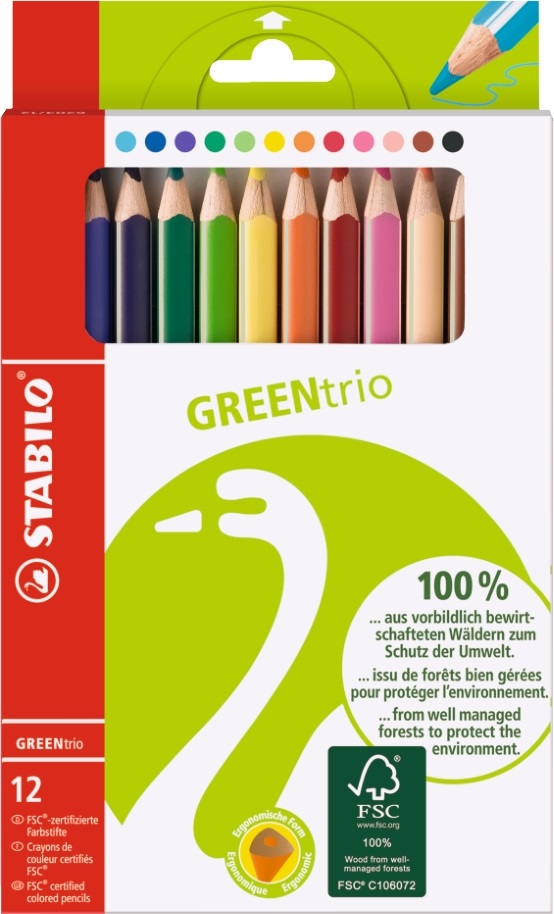 Stabilo GreenTrio vastag 12db-os színesceruza készlet