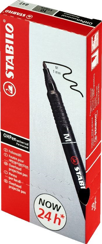 Stabilo OHPen 843"M" 10db/csomag fekete permanent marker