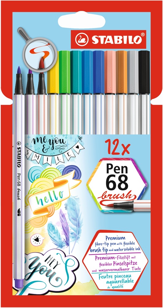 Stabilo Pen 68 brush 12db-os vegyes színű ecsetfilc