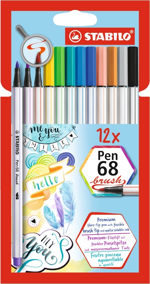 Stabilo Pen 68 brush 12db-os vegyes színű ecsetfilc