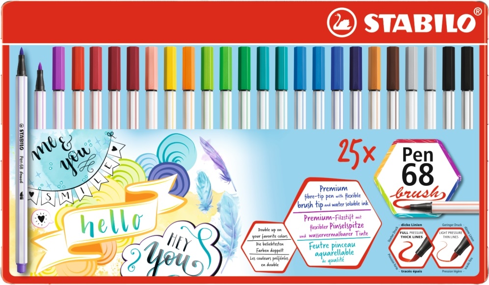 Stabilo Pen 68 brush 25db-os ecsetfilc készlet