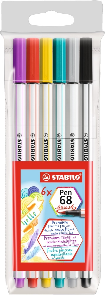 Stabilo Pen 68 brush 6db-os vegyes színű ecsetfilc