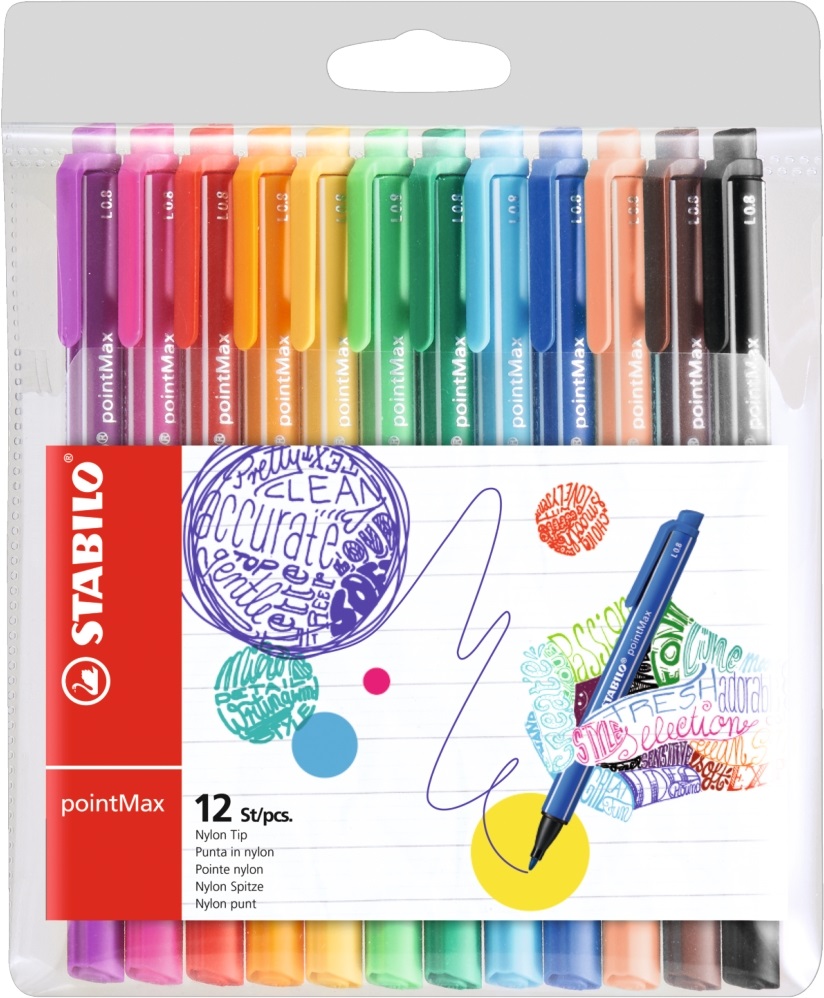 Stabilo PointMAX 12db-os vegyes színű filctoll készlet