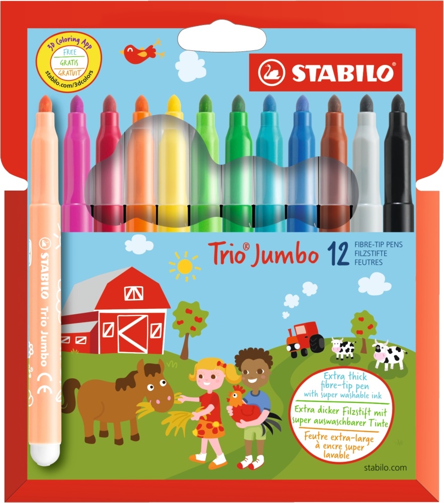 Stabilo Trio Jumbo 12db-os vegyes színű filctoll készlet