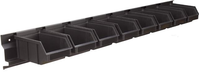 Stalflex BAR+8S-BCK falra szerelhető tárolósor 8 darab fekete színű kis méretű tárolódobozzal