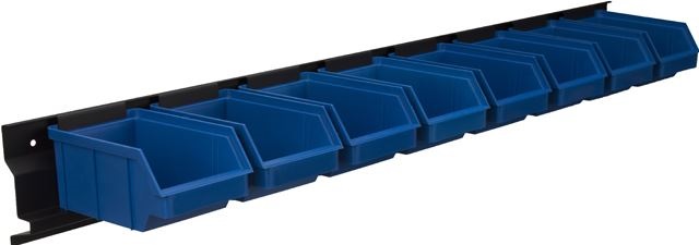 Stalflex BAR+8S-B falra szerelhető tárolósor 8 darab kék színű kis méretű tárolódobozzal