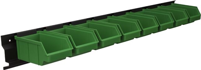 Stalflex BAR+8S-G falra szerelhető tárolósor 8 darab zöld színű kis méretű tárolódobozzal