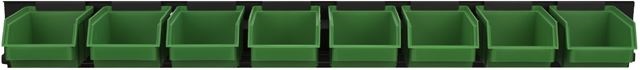 Stalflex BAR+8S-G falra szerelhető tárolósor 8 darab zöld színű kis méretű tárolódobozzal