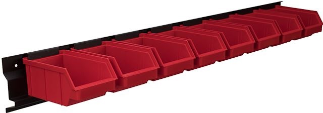 Stalflex BAR+8S-R falra szerelhető tárolósor 8 darab piros színű kis méretű tárolódobozzal
