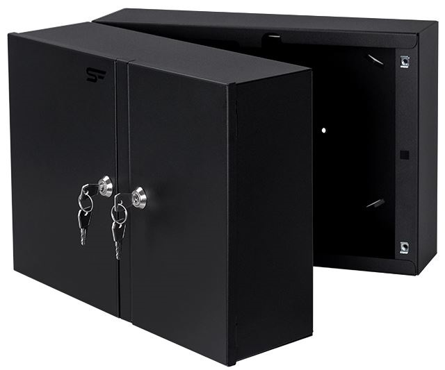 Stalflex PN2K-24D-3S-B fekete 2 kamrás falra szerelhető üres optikai elosztódoboz