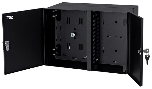 Stalflex PN2K-24D-3S-B fekete 2 kamrás falra szerelhető üres optikai elosztódoboz