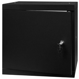 Stalflex RC10-6U-300MB 10" 6U 300 mm mély lapraszerelt fekete fém ajtós fali rack szekrény (Újszerű)